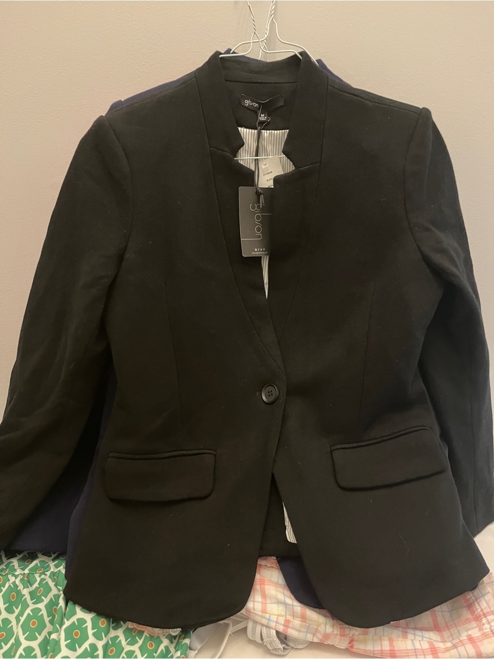 Gibson Black Single-Button Notchless Collar Blazer